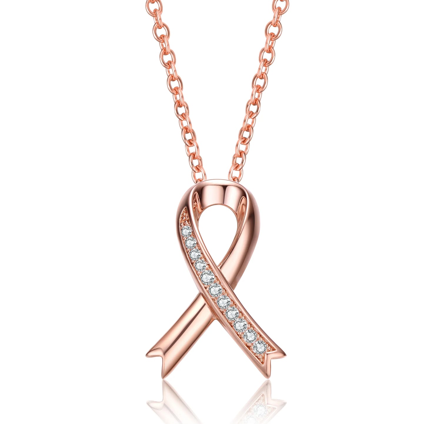 Collette Z Sterling Silver Rose Gold Plated with Clear Cubic Zirconia Loop Necklace