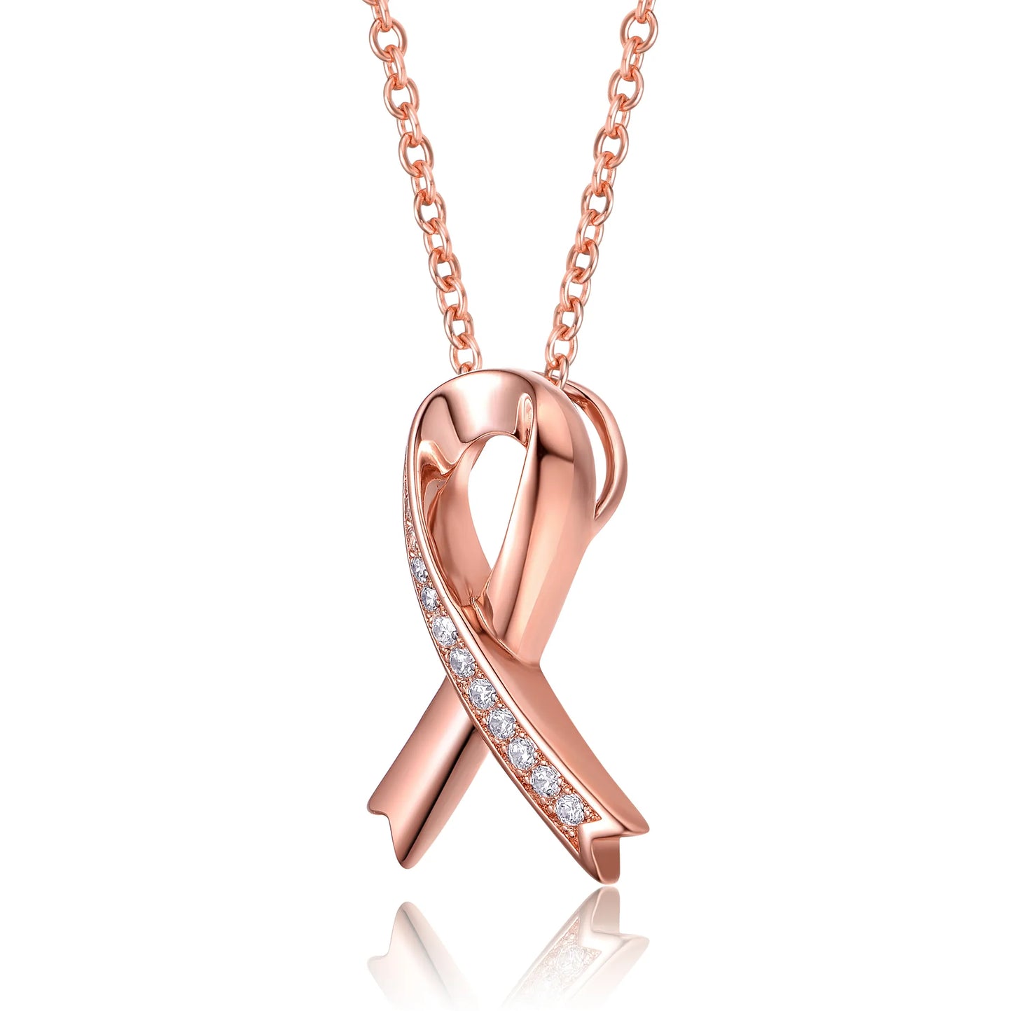 Collette Z Sterling Silver Rose Gold Plated with Clear Cubic Zirconia Loop Necklace