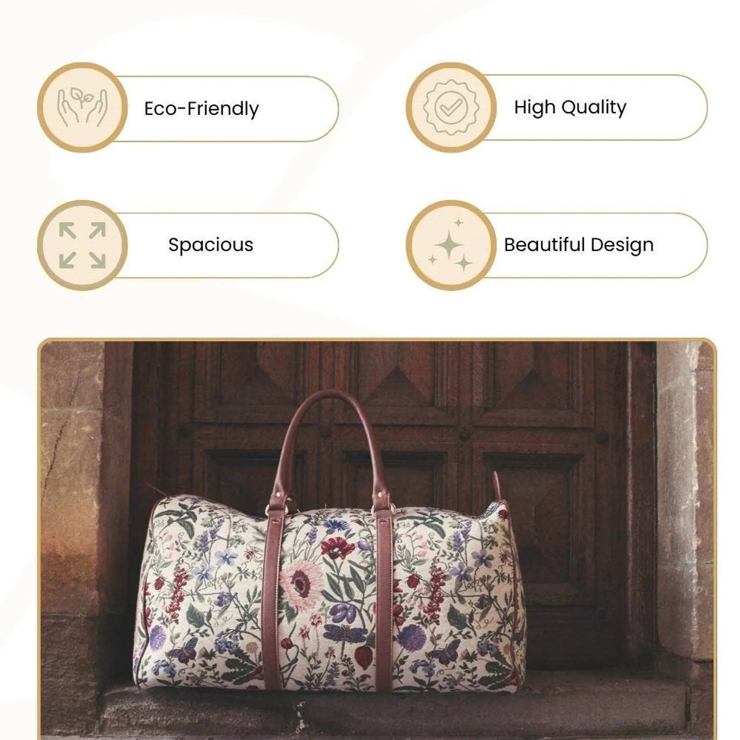 Morning Garden Big Holdall Weekender Bag for Women