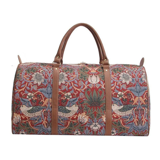 BHOLD-STRD William Morris Strawberry Thief Red Big Holdall/Duffel Bag