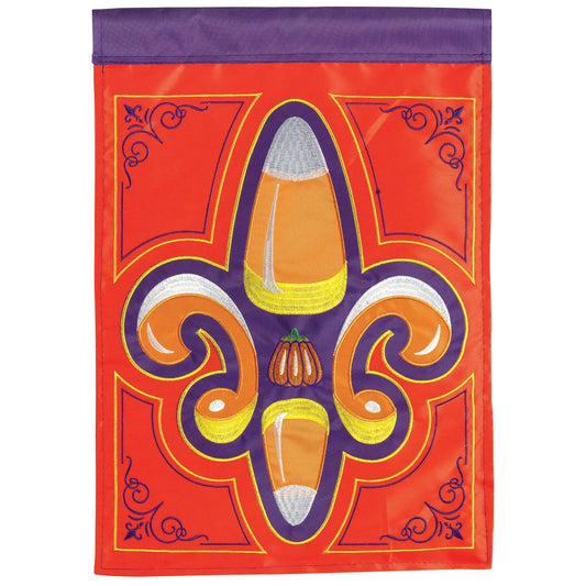 Halloween Fleur De Lis Flag Appliqe Garden Flag