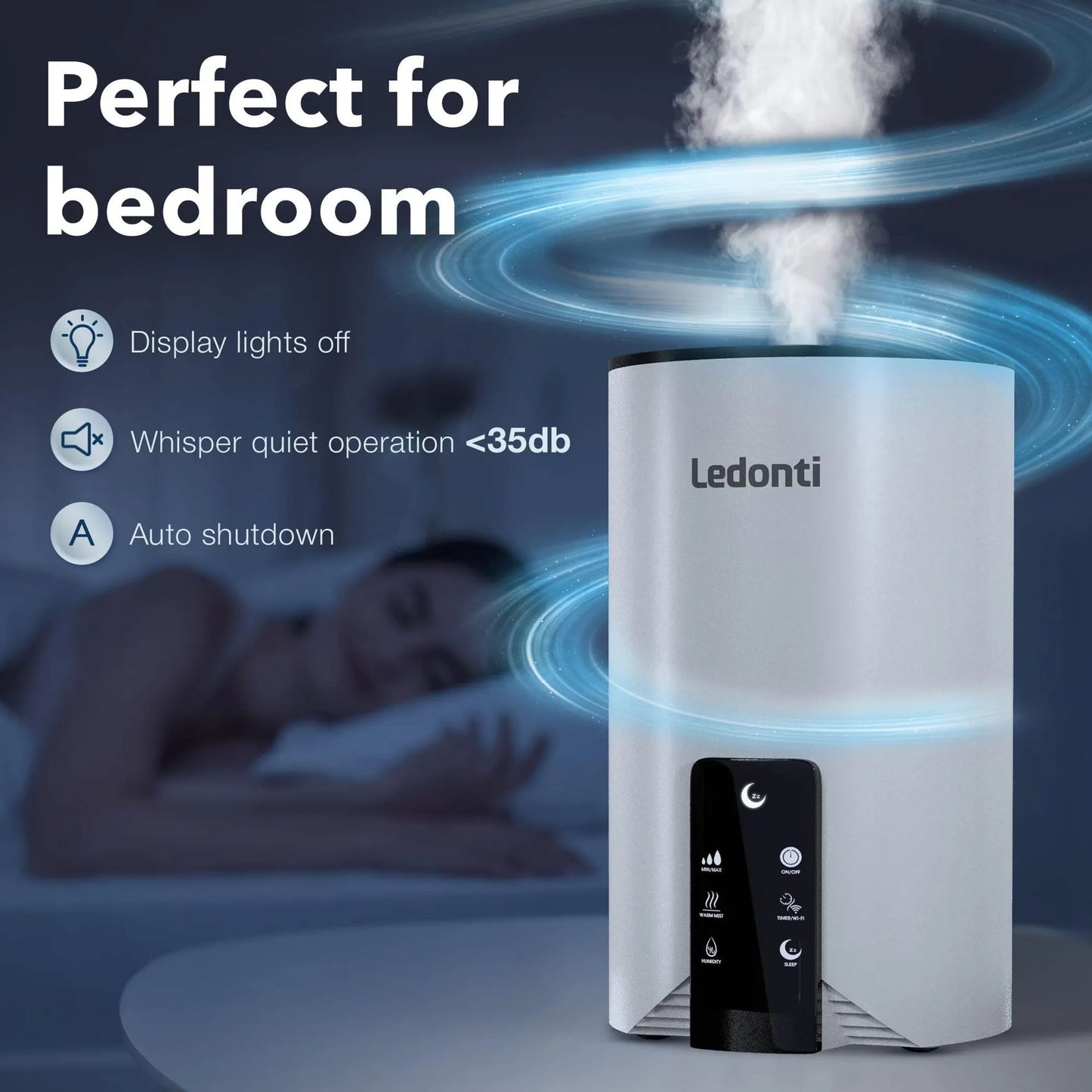 WiFi Control Humidifiers for Bedroom Dual Mist Cool & Warm! Humidifier 4L Big Capacity Top Fill Water Tank Quie Humidifier for Large Rooms Home Living