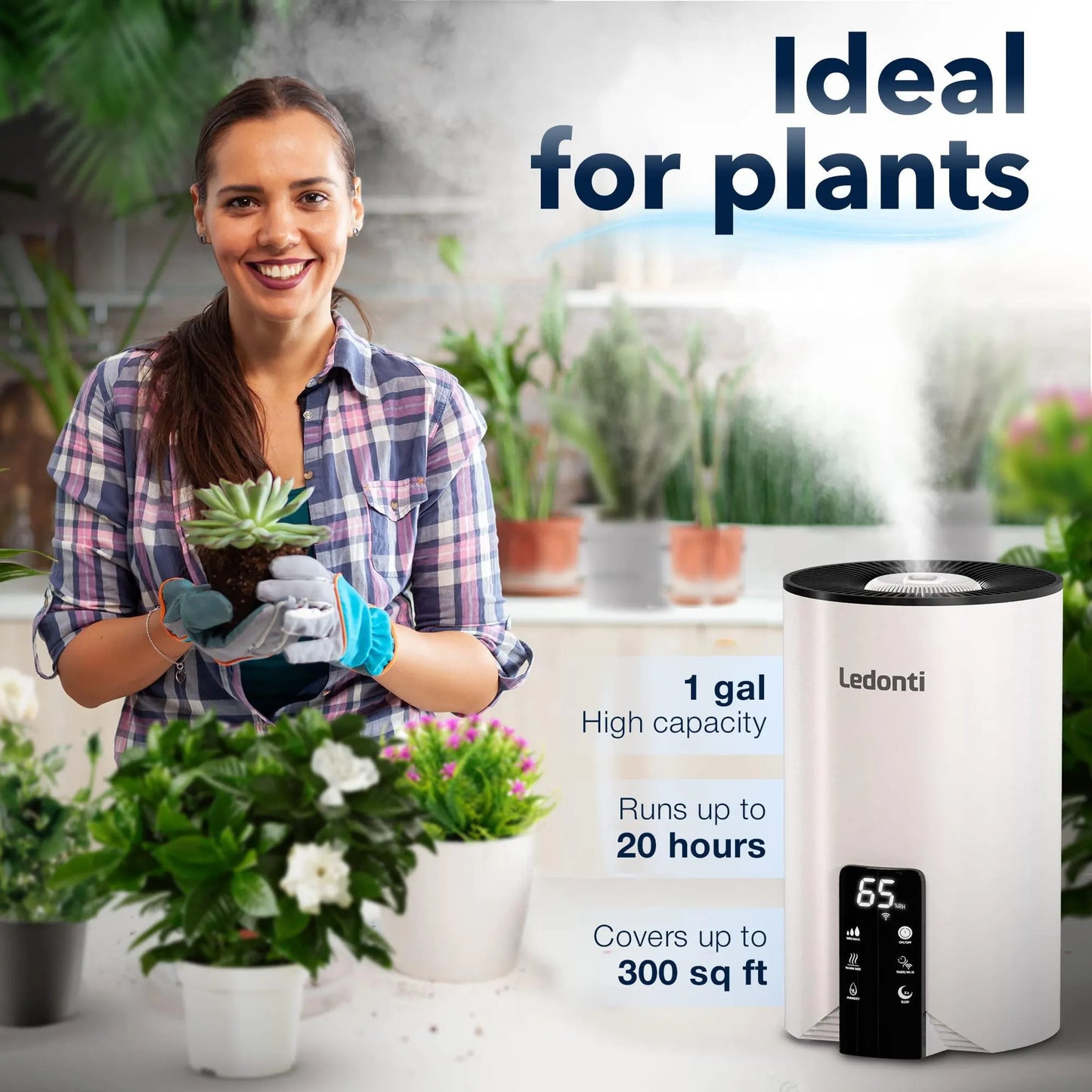 WiFi Control Humidifiers for Bedroom Dual Mist Cool & Warm! Humidifier 4L Big Capacity Top Fill Water Tank Quie Humidifier for Large Rooms Home Living