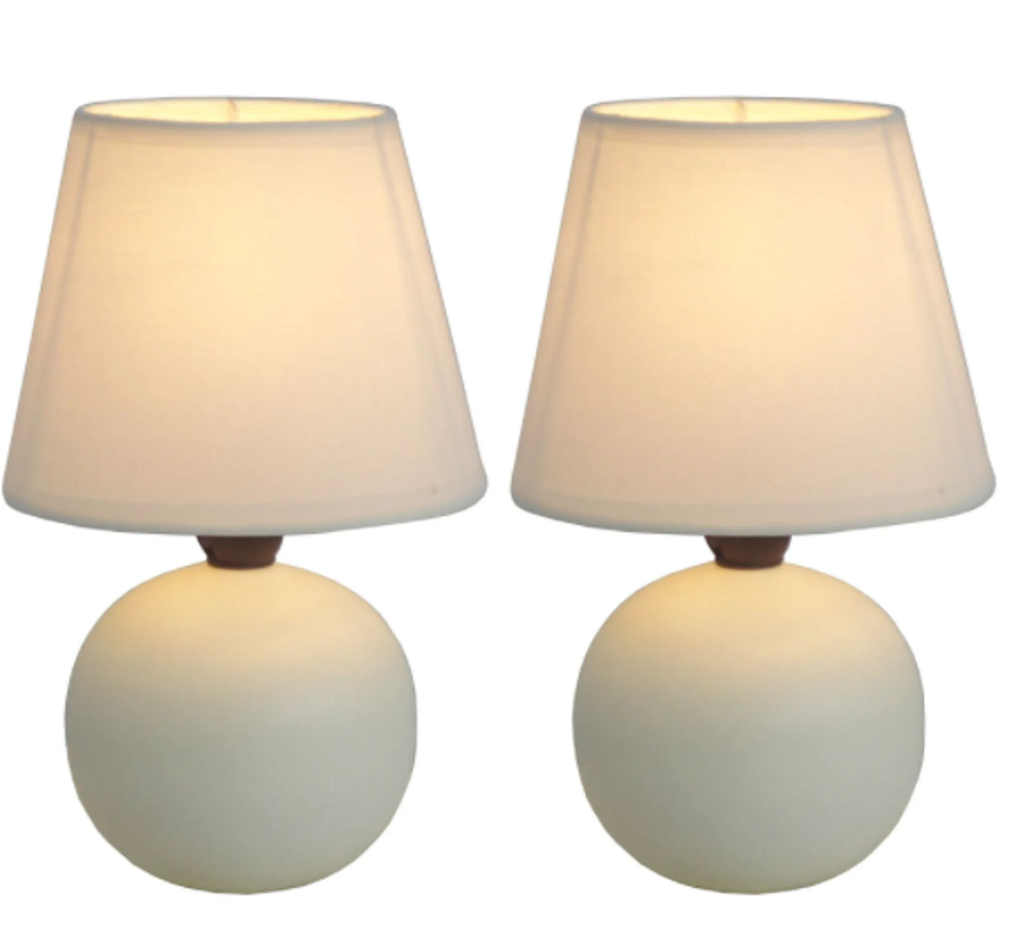 Simple Designs Mini Ceramic Globe Table Lamp 2 Pack Set