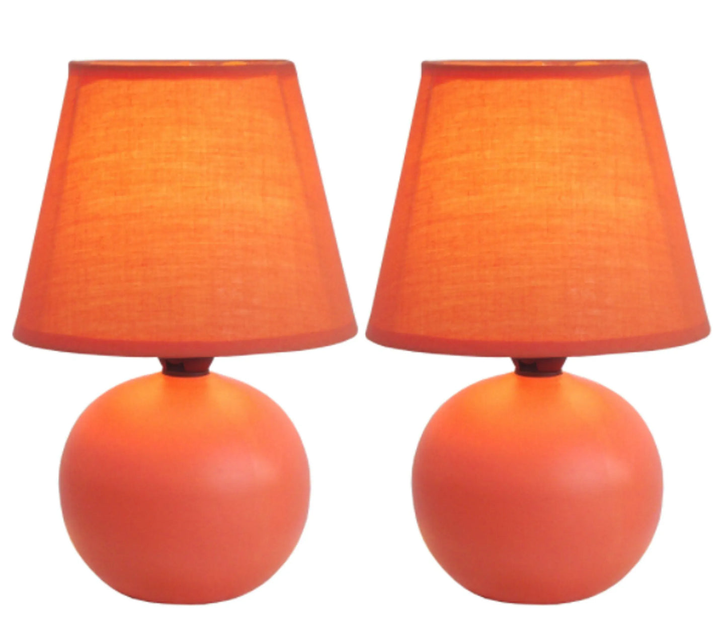 Simple Designs Mini Ceramic Globe Table Lamp 2 Pack Set