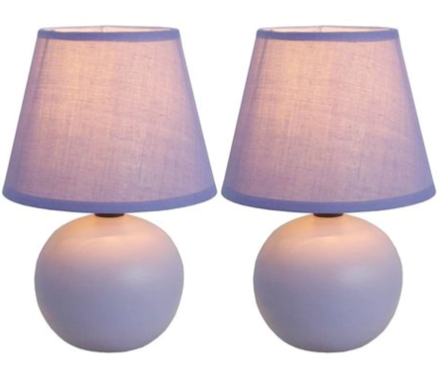 Simple Designs Mini Ceramic Globe Table Lamp 2 Pack Set