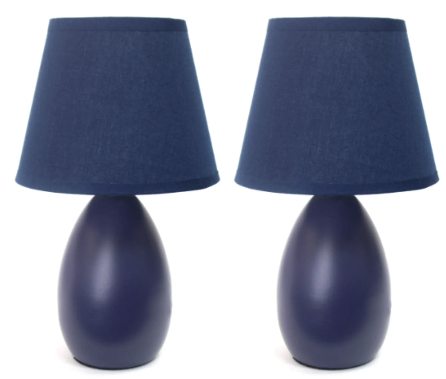 Simple Designs Mini Egg Oval Ceramic Table Lamp 2 Pack Set