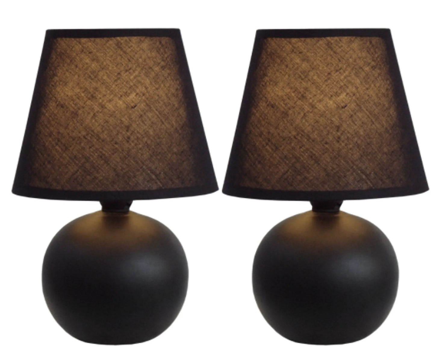 Simple Designs Mini Ceramic Globe Table Lamp 2 Pack Set