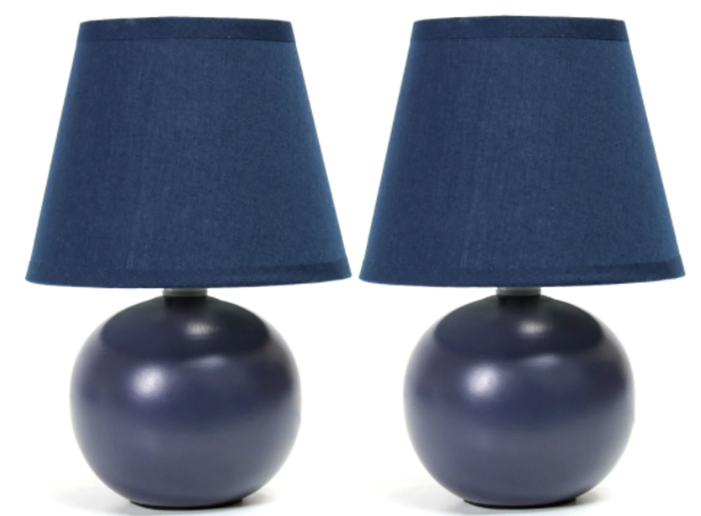 Simple Designs Mini Ceramic Globe Table Lamp 2 Pack Set