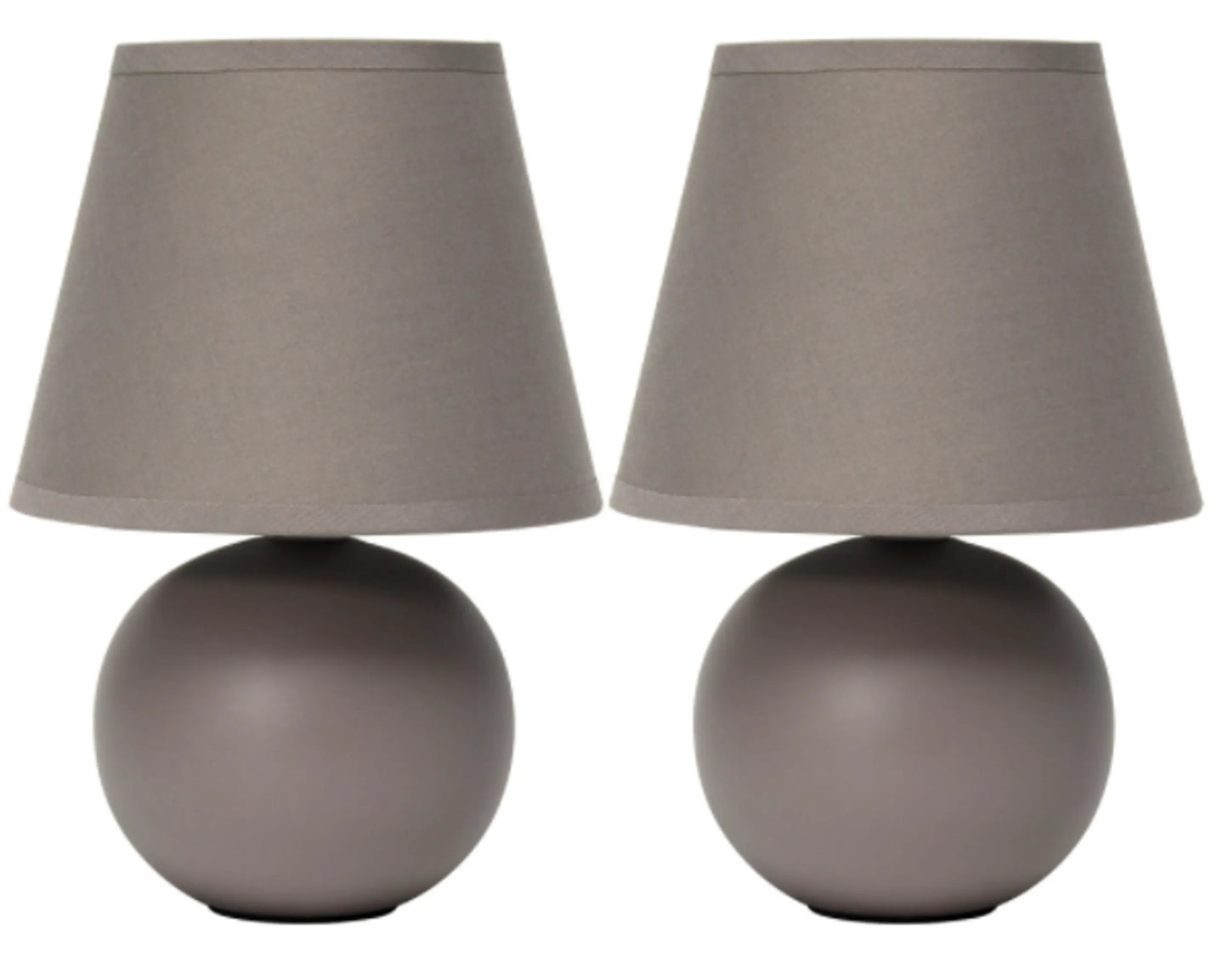 Simple Designs Mini Ceramic Globe Table Lamp 2 Pack Set