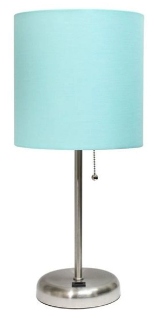 LimeLights Stick Lamp with USB charging port and Fabric Shade