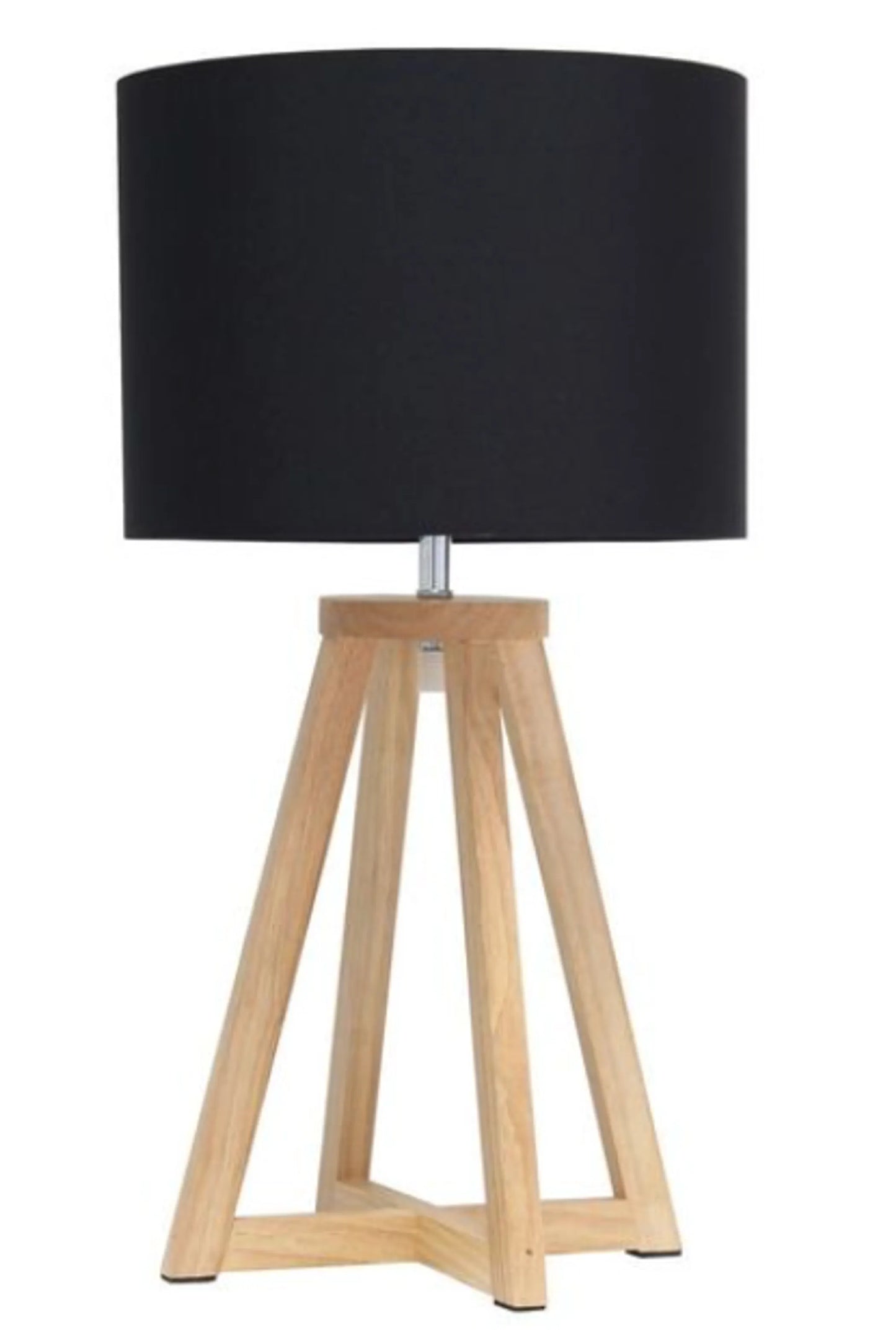 Simple Designs Interlocked Triangular Wood Table Lamp with Fabric Shade