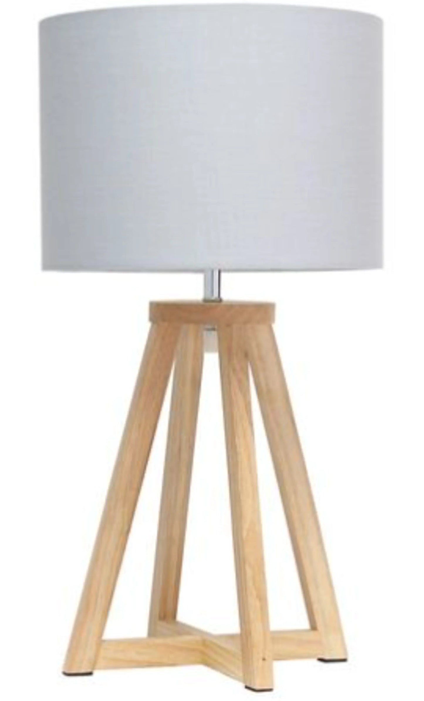 Simple Designs Interlocked Triangular Wood Table Lamp with Fabric Shade