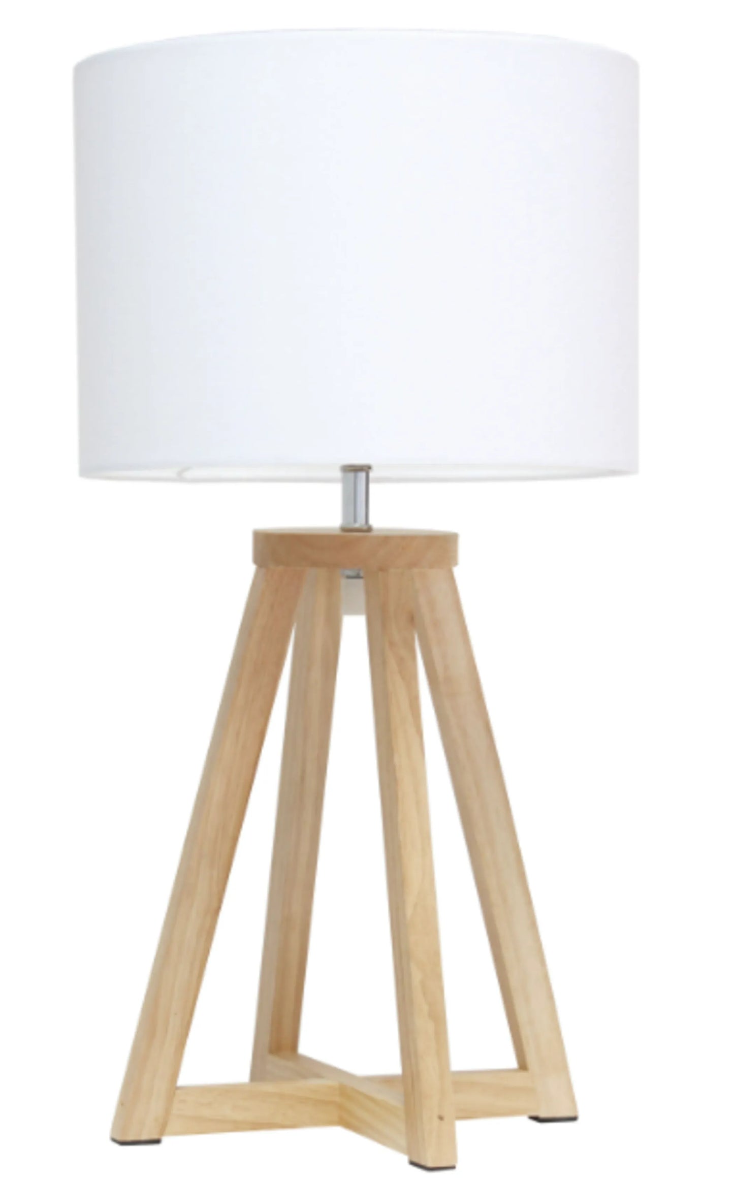 Simple Designs Interlocked Triangular Wood Table Lamp with Fabric Shade