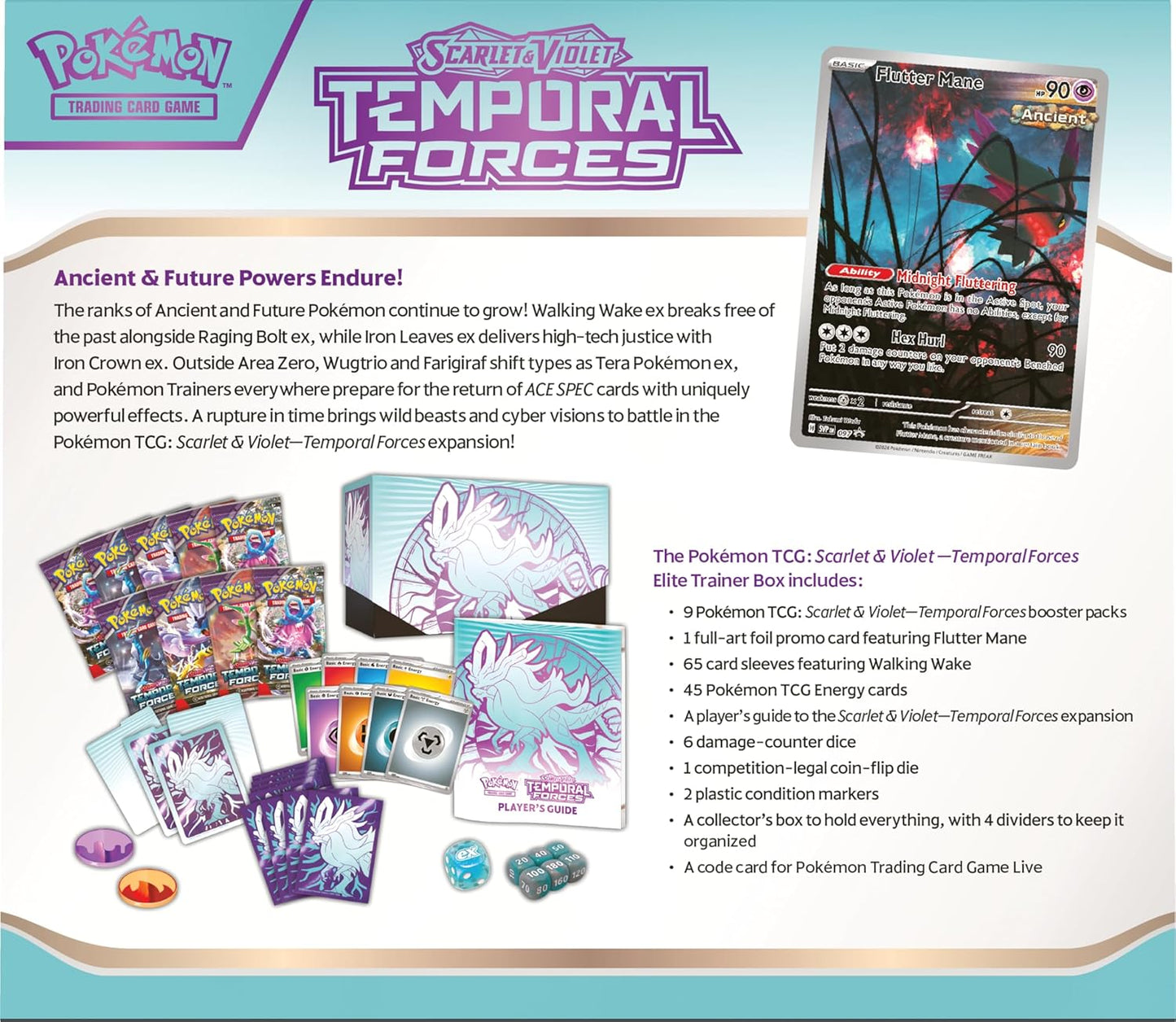 Pokémon TCG: carlet and Violet: Temporal Forces: Elite Trainer Box: Walking Wake