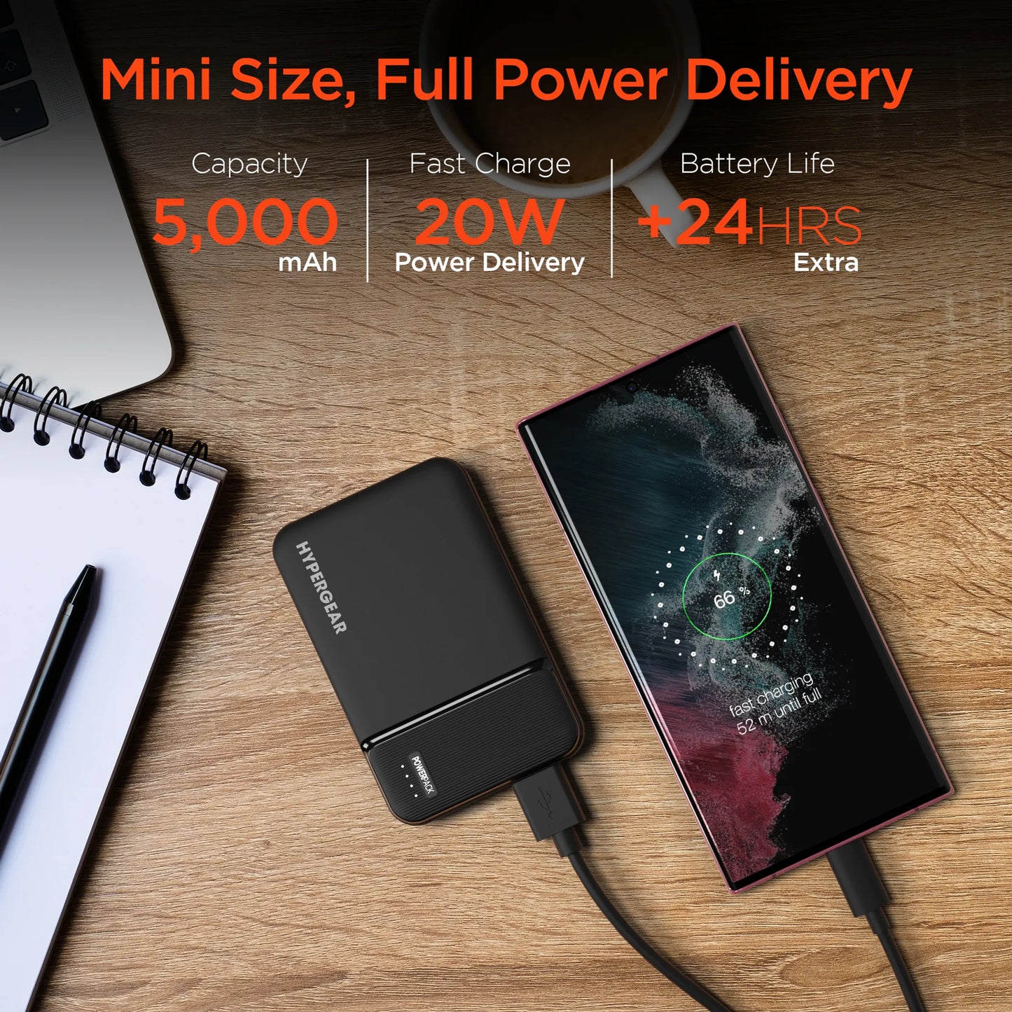 HyperGear 5,000mAh | Power Pack mini Fast Charge Power Bank with 20W USB-C PD