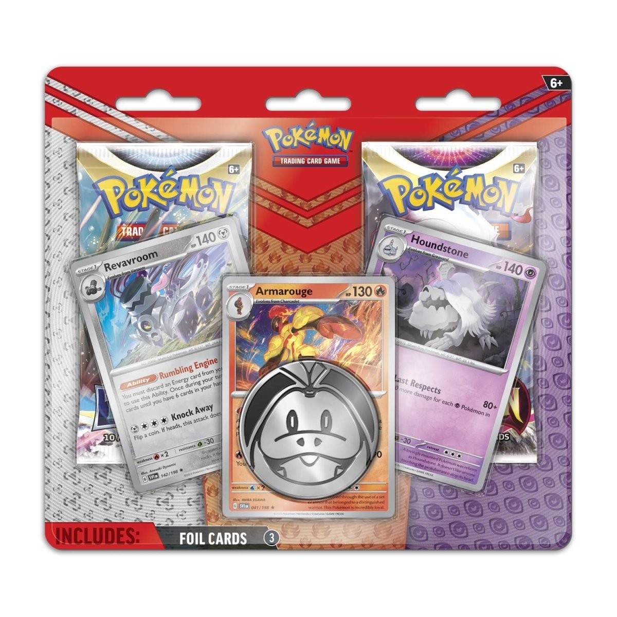 Pokémon TCG 3-Foil Card Booster Pack – Armarouge, Revavroom & Houndstone