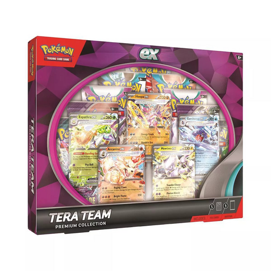 Pokémon TCG: Tera Team ex Premium Collection Box – 9 Booster Packs + 5 Foil Cards