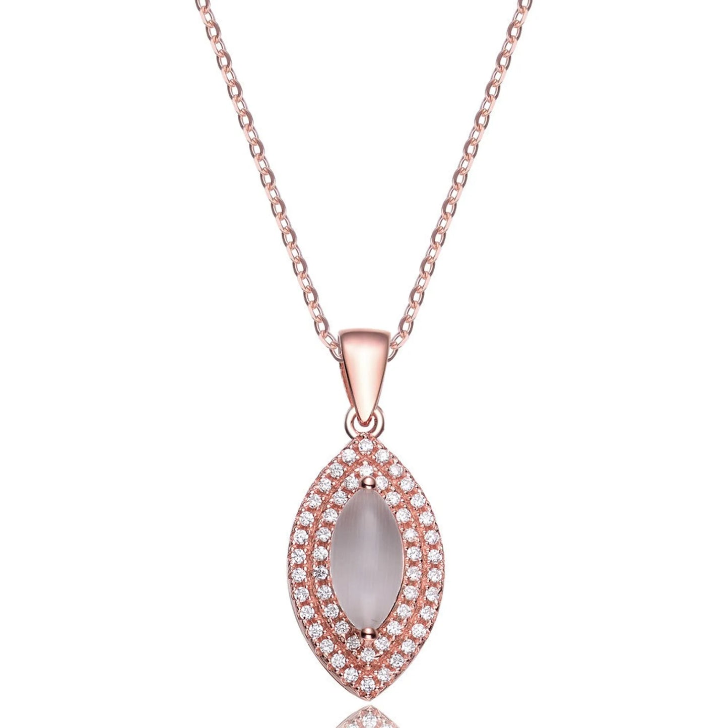 Collette Z Rose Goldplated Sterling Silver Cubic Zirconia Marquise Shape Necklace