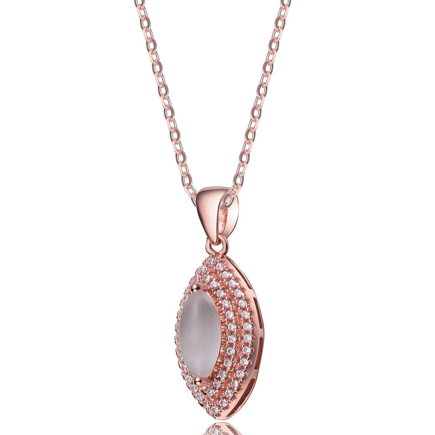 Collette Z Rose Goldplated Sterling Silver Cubic Zirconia Marquise Shape Necklace