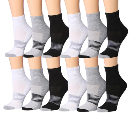 Tipi Toe Women's 12-Pairs Running & Athletic Sports Performance Ankle/Quarter Socks