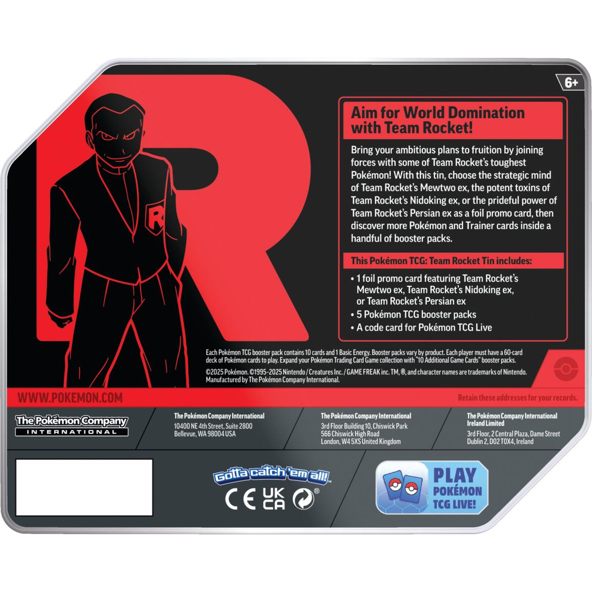 Pokémon Trading Card Game: Team Rocket Tin (Styles May Vary)
