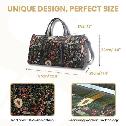 Morning Garden Black Big Holdall Weekender Bag