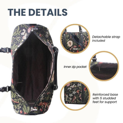 Morning Garden Black Big Holdall Weekender Bag
