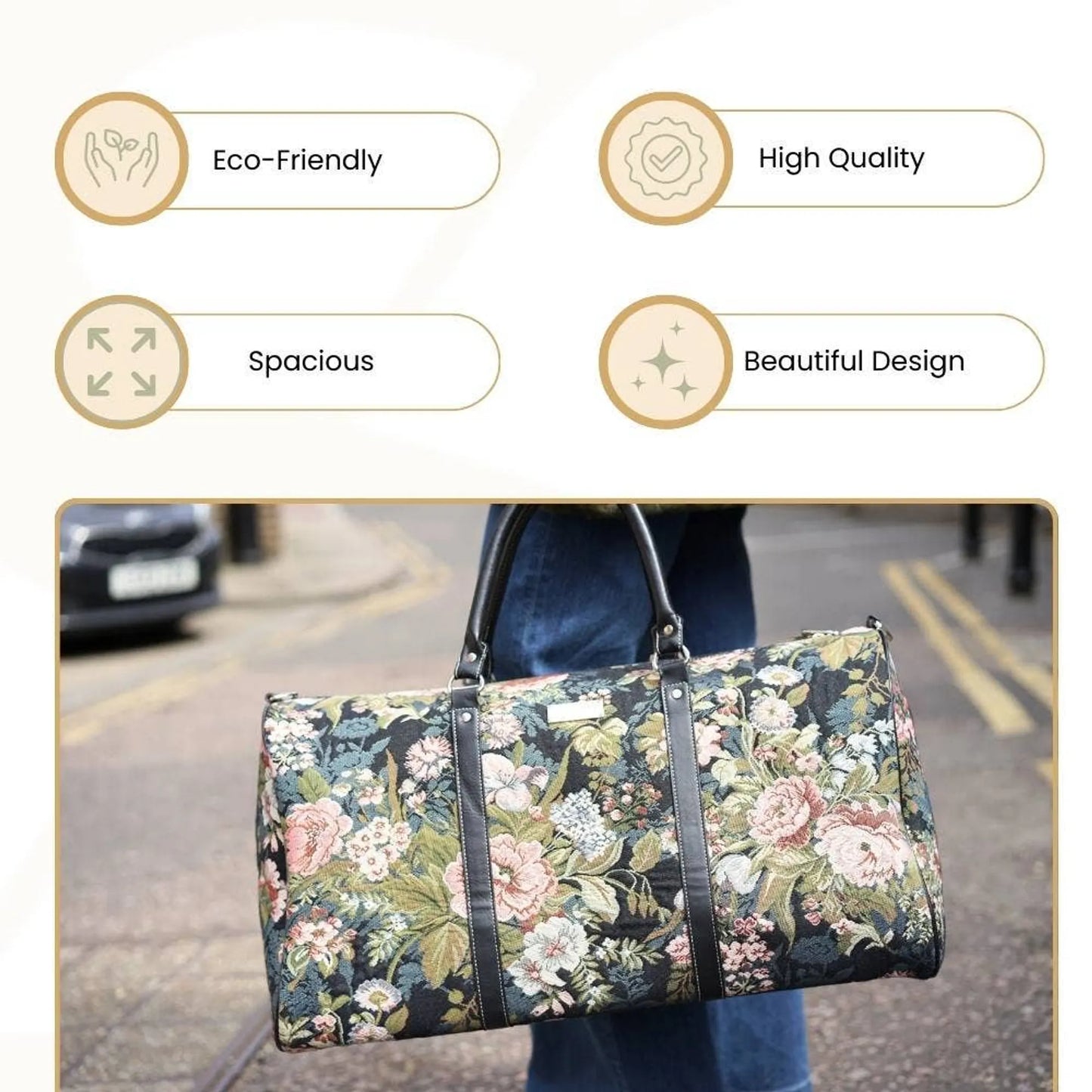 Peony Big Holdall Duffel Weekender Bag for Women