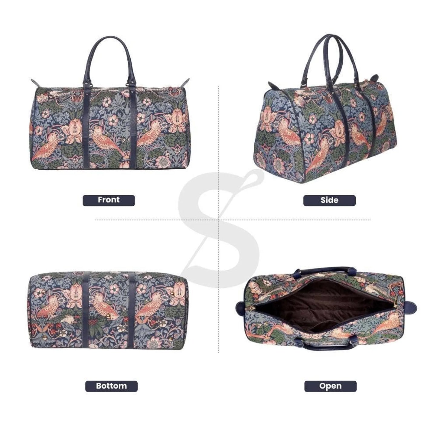 William Morris Strawberry Thief Blue Weekender Bag