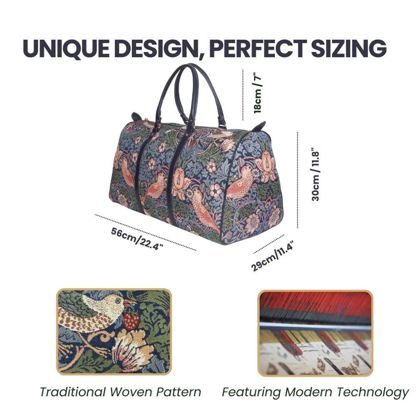 William Morris Strawberry Thief Blue Weekender Bag
