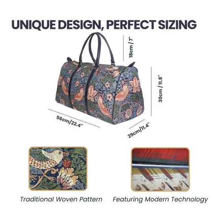 William Morris Strawberry Thief Blue Weekender Bag