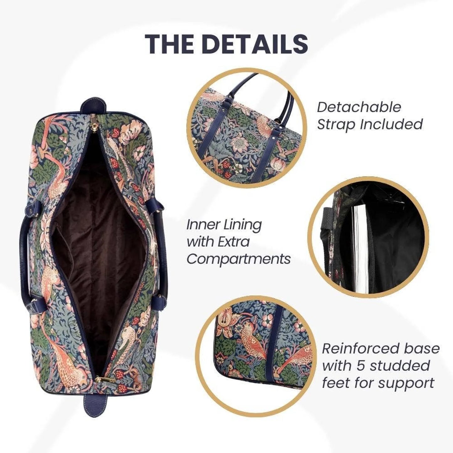 William Morris Strawberry Thief Blue Weekender Bag
