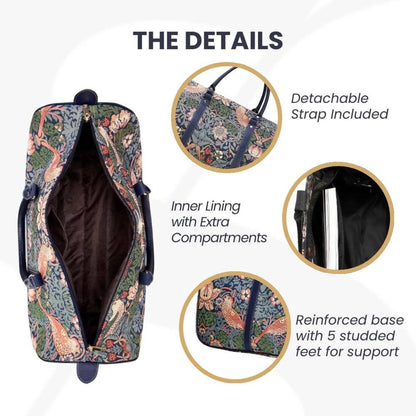 William Morris Strawberry Thief Blue Weekender Bag