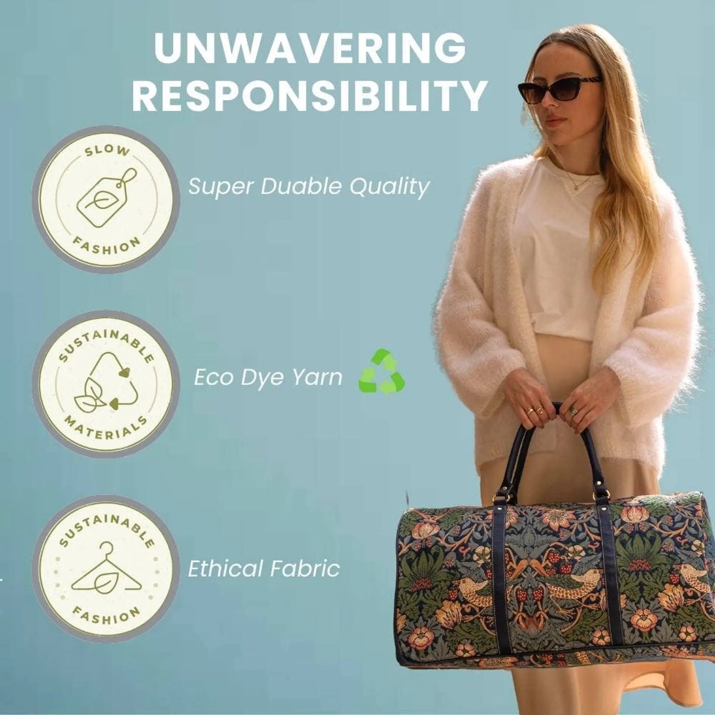 William Morris Strawberry Thief Blue Weekender Bag