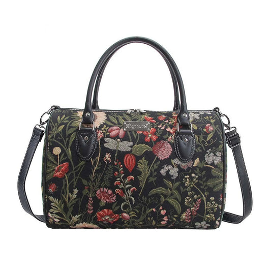 Morning Garden Black Travel Bag Weekender Gym Holdall