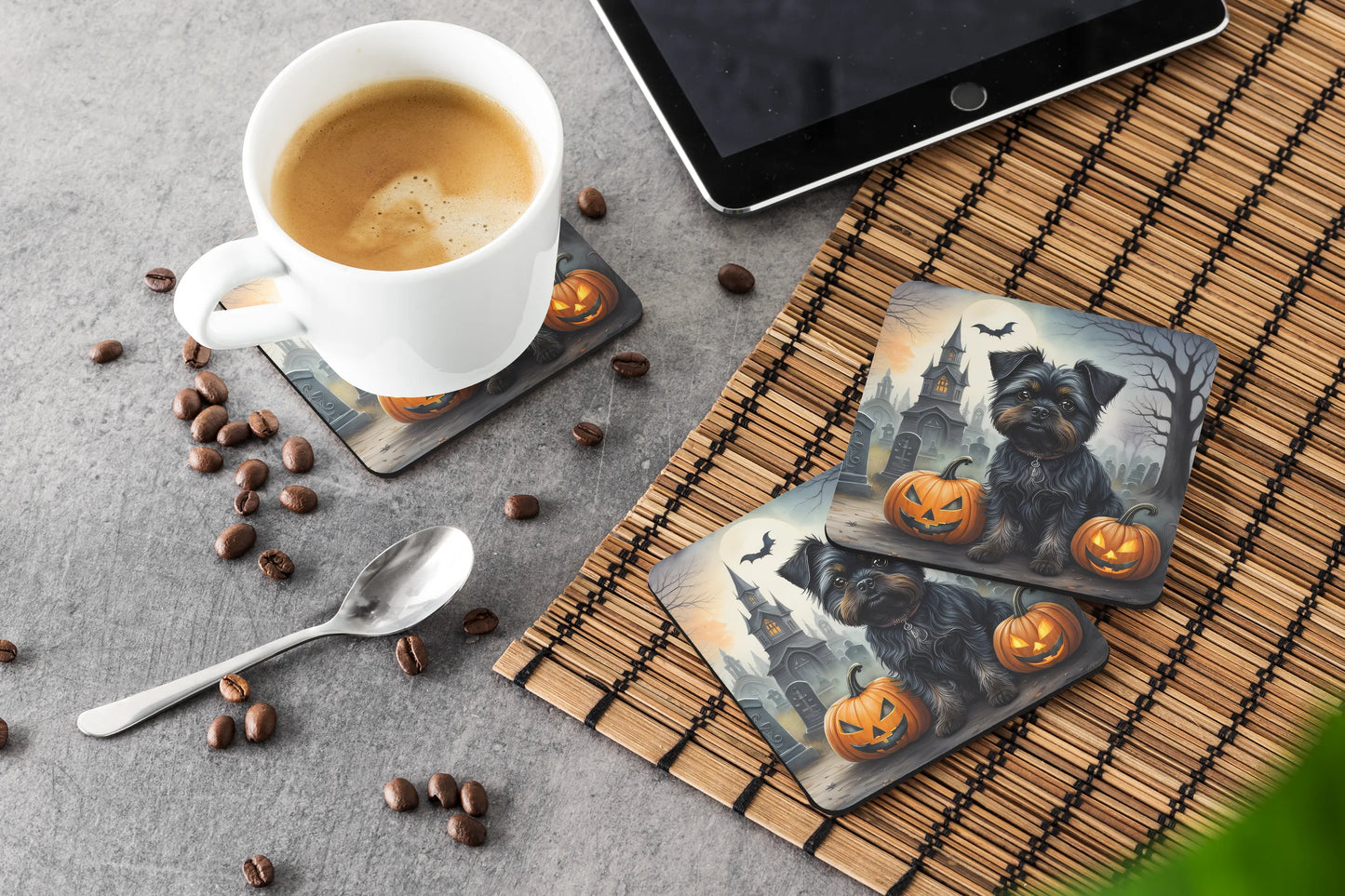 Spooky Halloween Foam Coasters - Size: 3.5 | Pack Of: 1 | Collection name: Spooky halloween