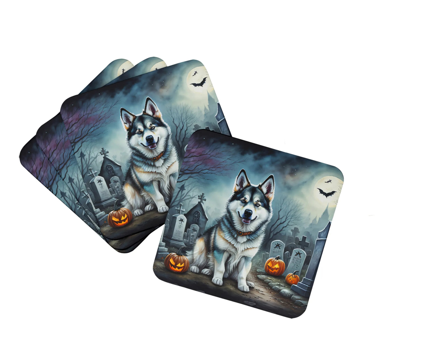 Spooky Halloween Foam Coasters - Size: 3.5 | Pack Of: 1 | Collection name: Spooky halloween