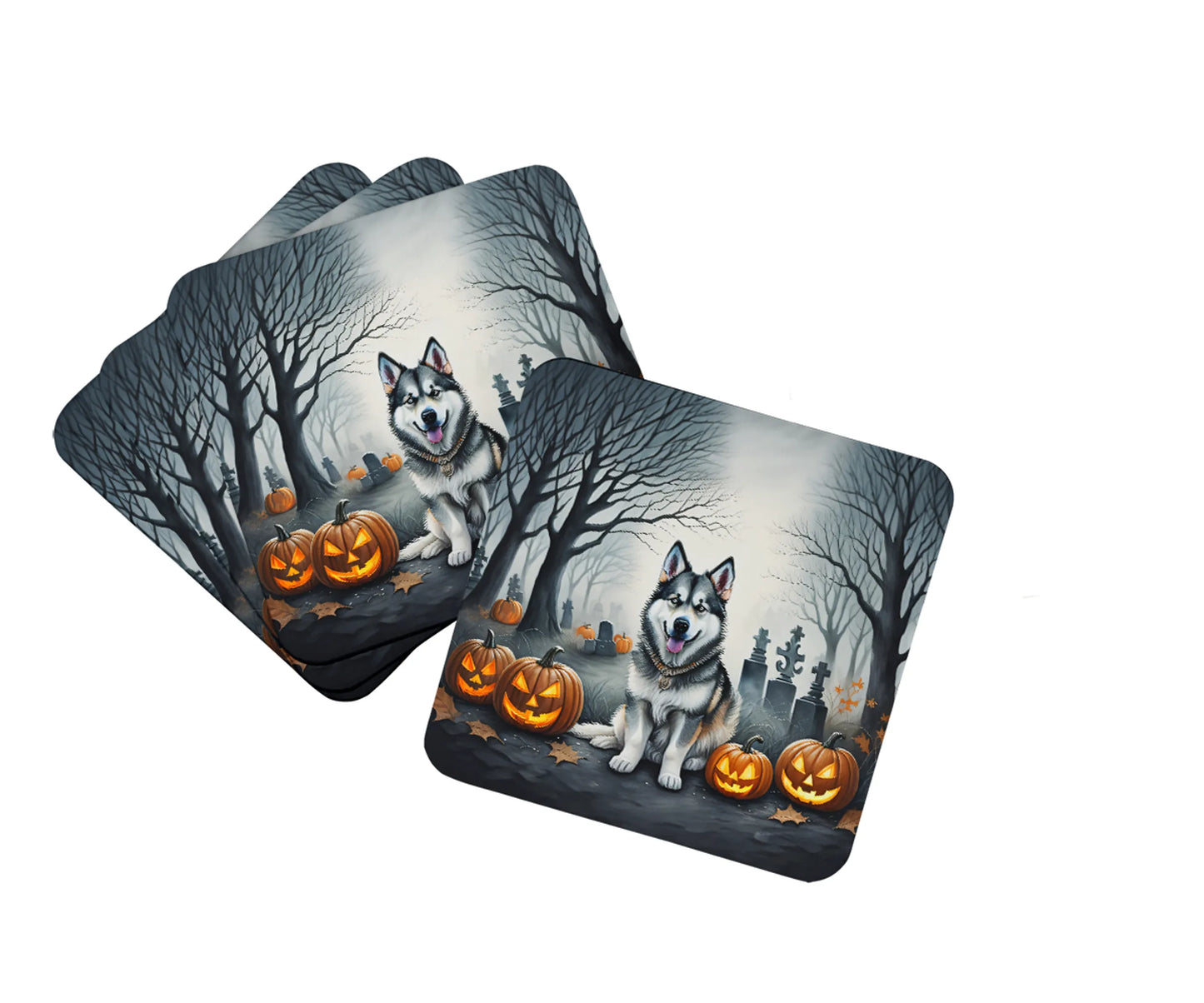 Spooky Halloween Foam Coasters - Size: 3.5 | Pack Of: 1 | Collection name: Spooky halloween