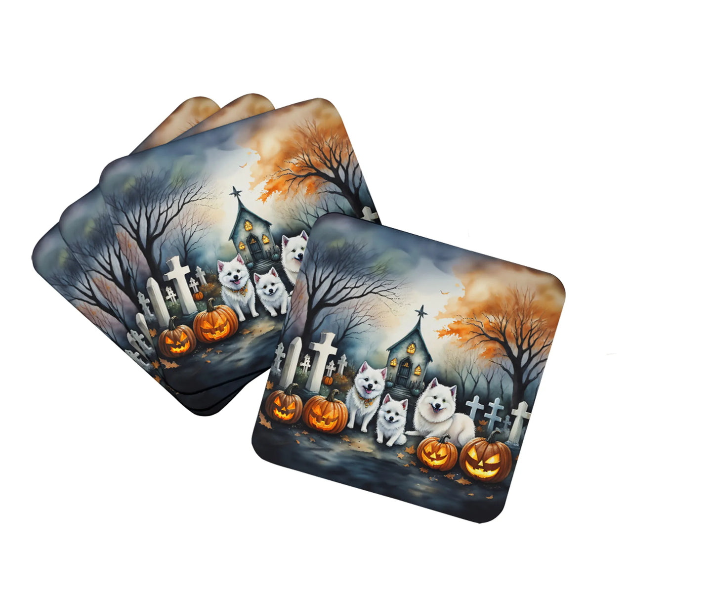Spooky Halloween Foam Coasters - Size: 3.5 | Pack Of: 1 | Collection name: Spooky halloween