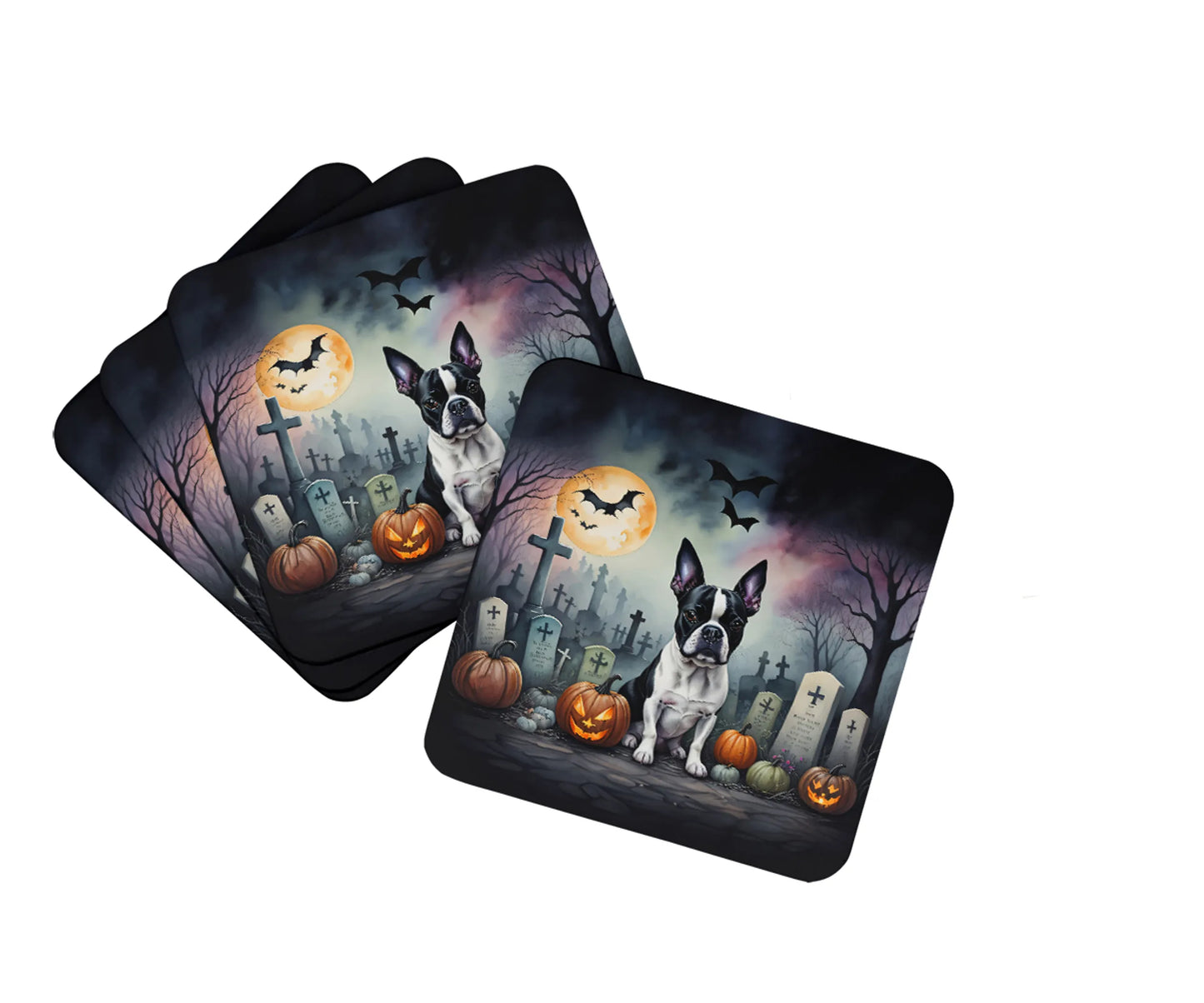 Spooky Halloween Foam Coasters - Size: 3.5 | Pack Of: 1 | Collection name: Spooky halloween