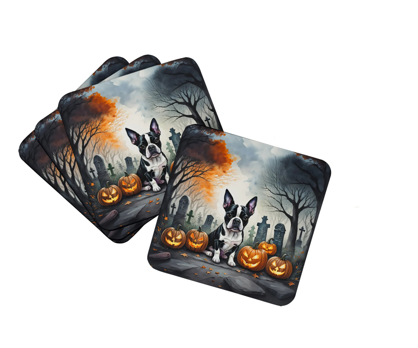 Spooky Halloween Foam Coasters - Size: 3.5 | Pack Of: 1 | Collection name: Spooky halloween