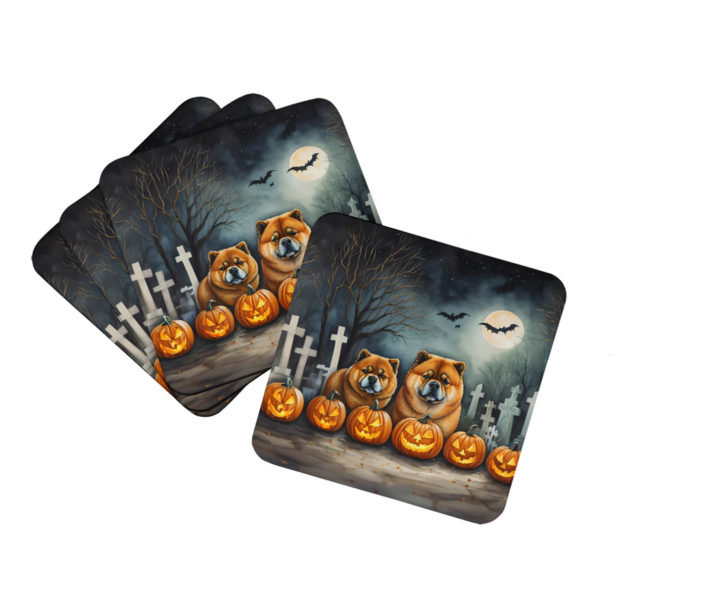 Spooky Halloween Foam Coasters - Size: 3.5 | Pack Of: 1 | Collection name: Spooky halloween