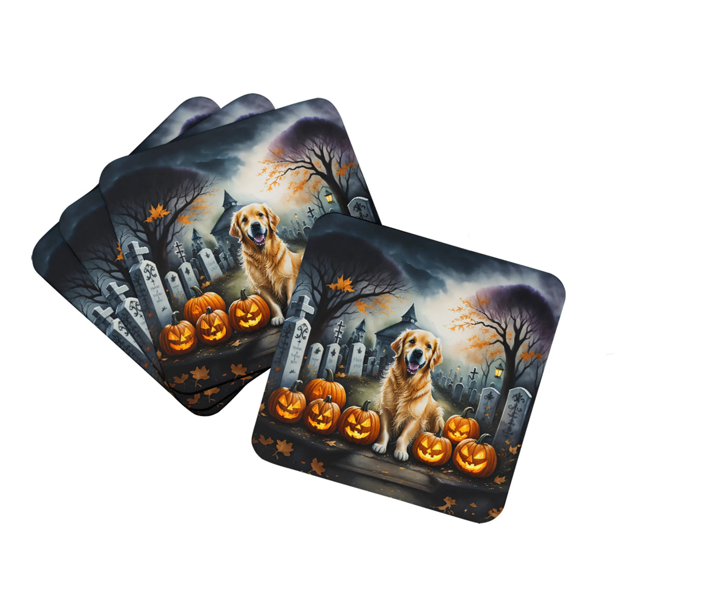 Spooky Halloween Foam Coasters - Size: 3.5 | Pack Of: 1 | Collection name: Spooky halloween