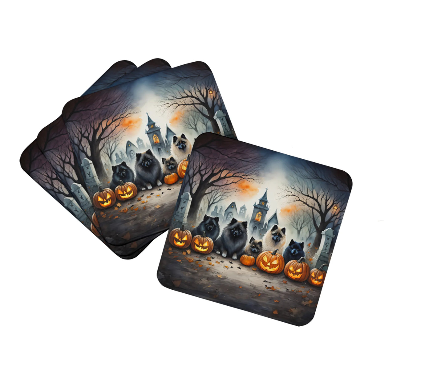 Spooky Halloween Foam Coasters - Size: 3.5 | Pack Of: 1 | Collection name: Spooky halloween