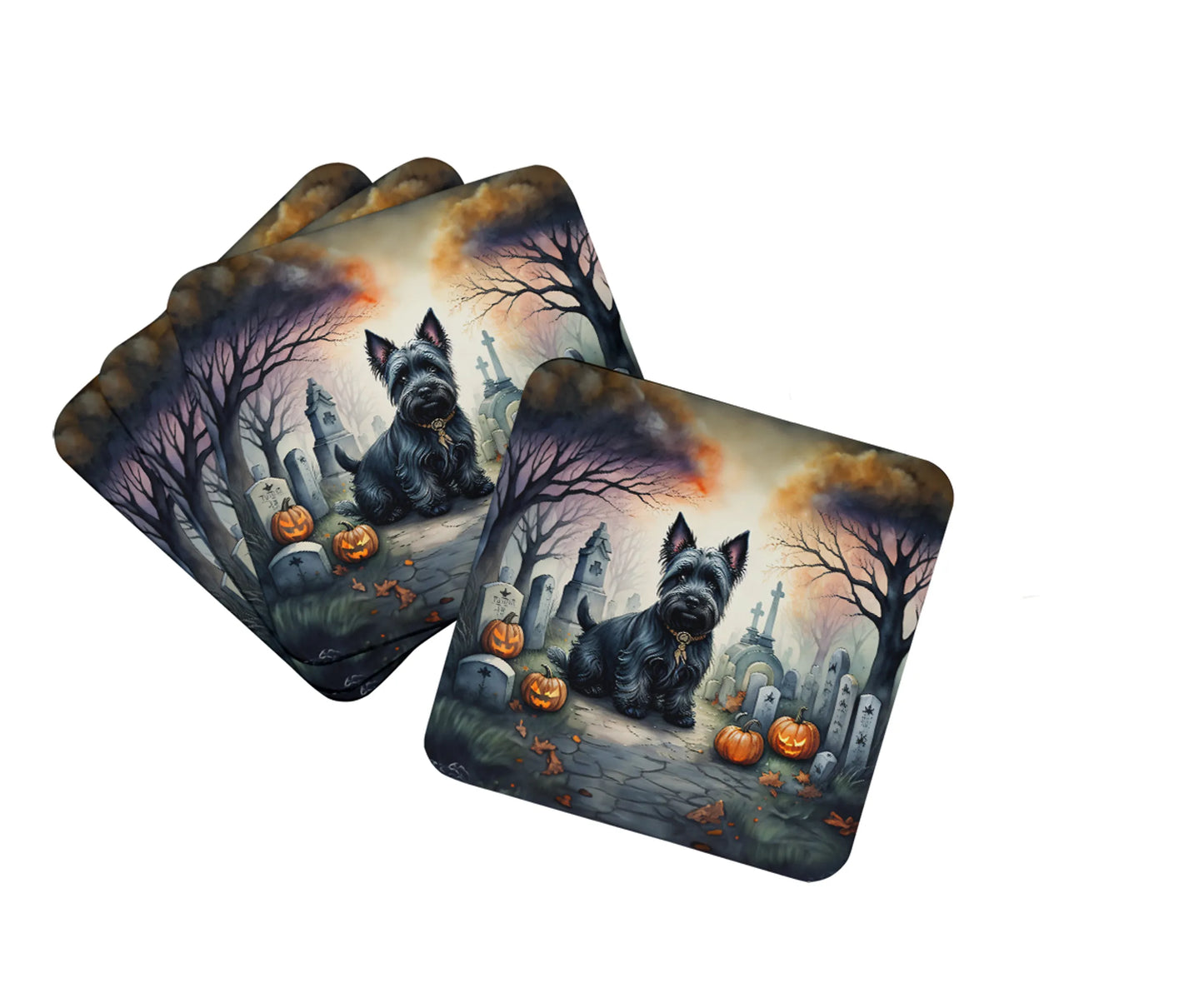 Spooky Halloween Foam Coasters - Size: 3.5 | Pack Of: 1 | Collection name: Spooky halloween