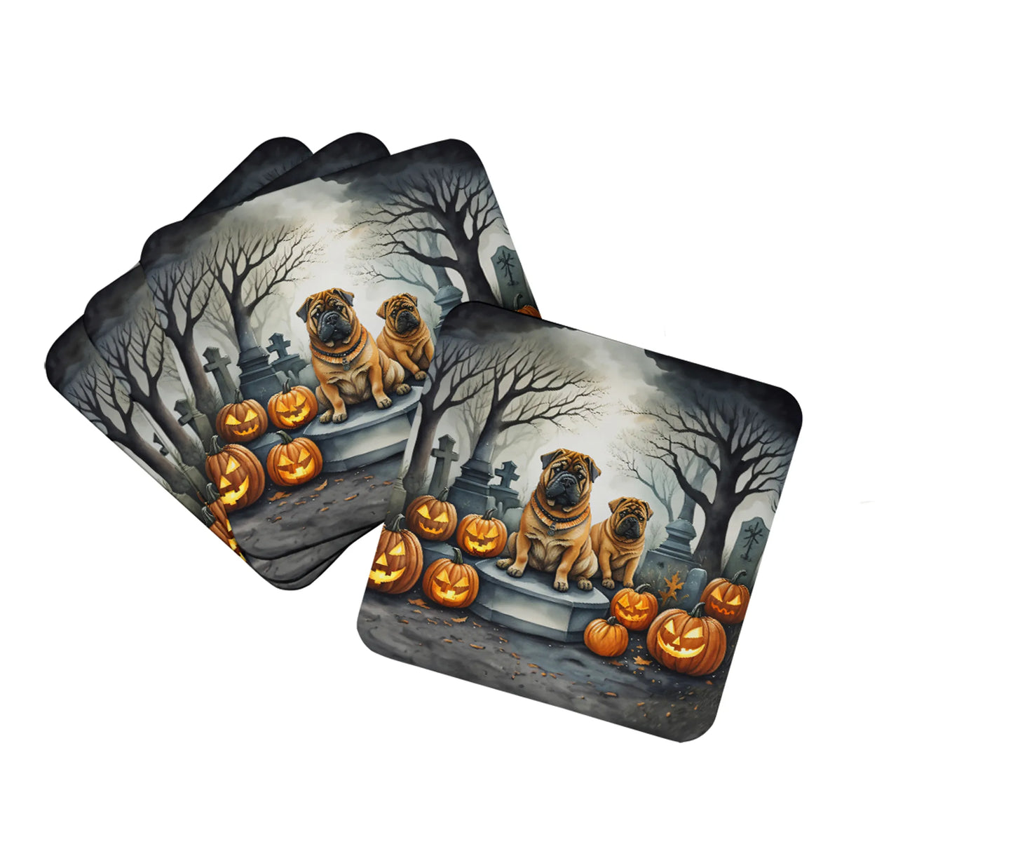 Spooky Halloween Foam Coasters - Size: 3.5 | Pack Of: 1 | Collection name: Spooky halloween