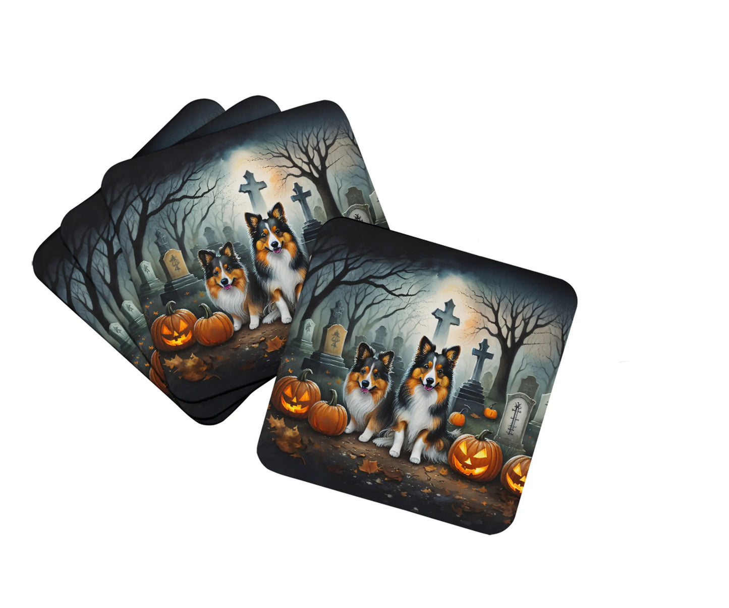 Spooky Halloween Foam Coasters - Size: 3.5 | Pack Of: 1 | Collection name: Spooky halloween