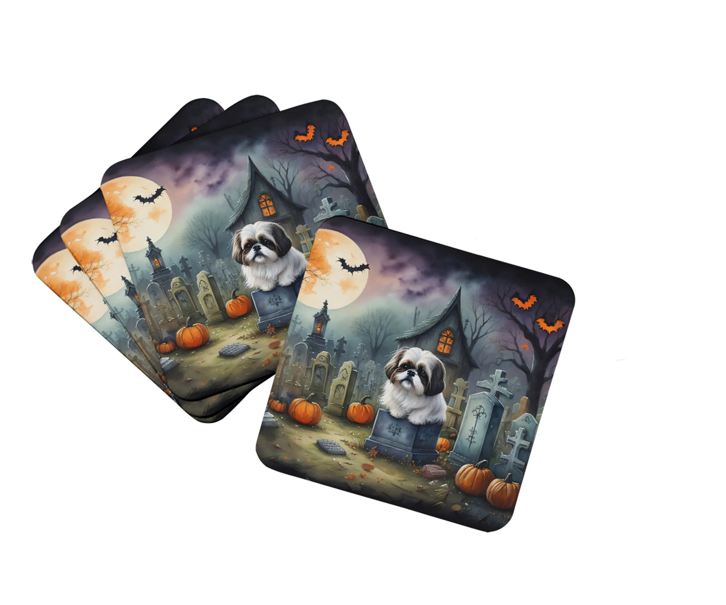 Spooky Halloween Foam Coasters - Size: 3.5 | Pack Of: 1 | Collection name: Spooky halloween