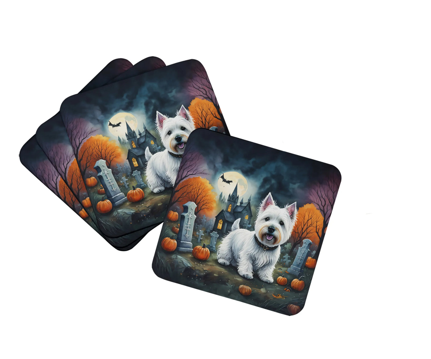 Spooky Halloween Foam Coasters - Size: 3.5 | Pack Of: 1 | Collection name: Spooky halloween